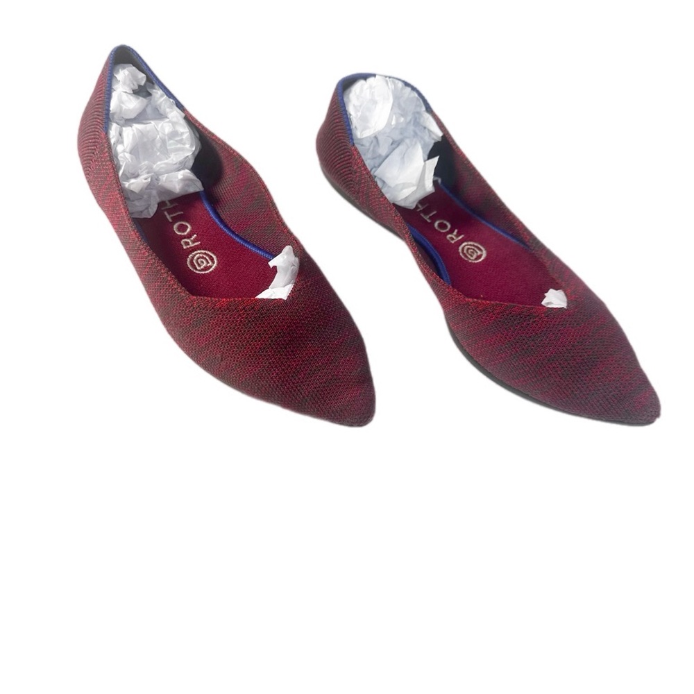 Pointed Toe Rothy’s Flats W7.5 Red Knit Sustainable Slip On - Picture 4 of 10